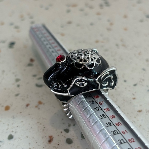 Black Elephant Ring with Stretch Comfort Band - Picture 6 of 9